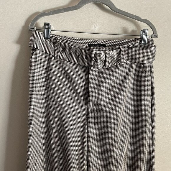 Banana Republic Women 6 Preppy Houndstooth Belted Slim Wide-Leg Cropped Pants - Picture 5 of 11